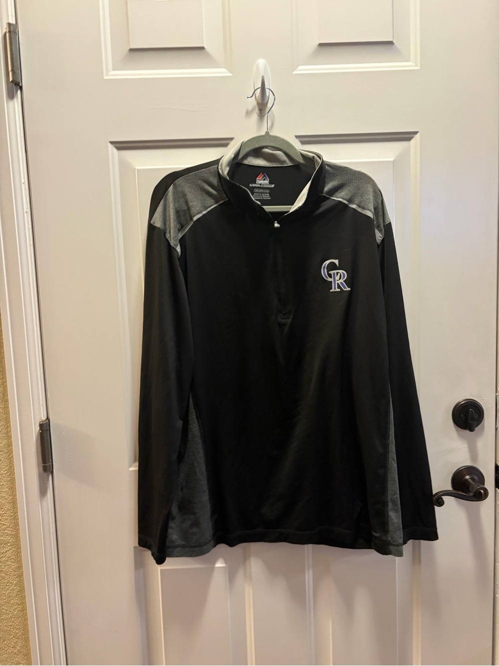Majestic Colorado Rockies Black and Gray Pullover Quarter-Zip